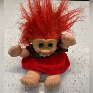 Vintage Russ Troll Doll Toy Christmasy dress